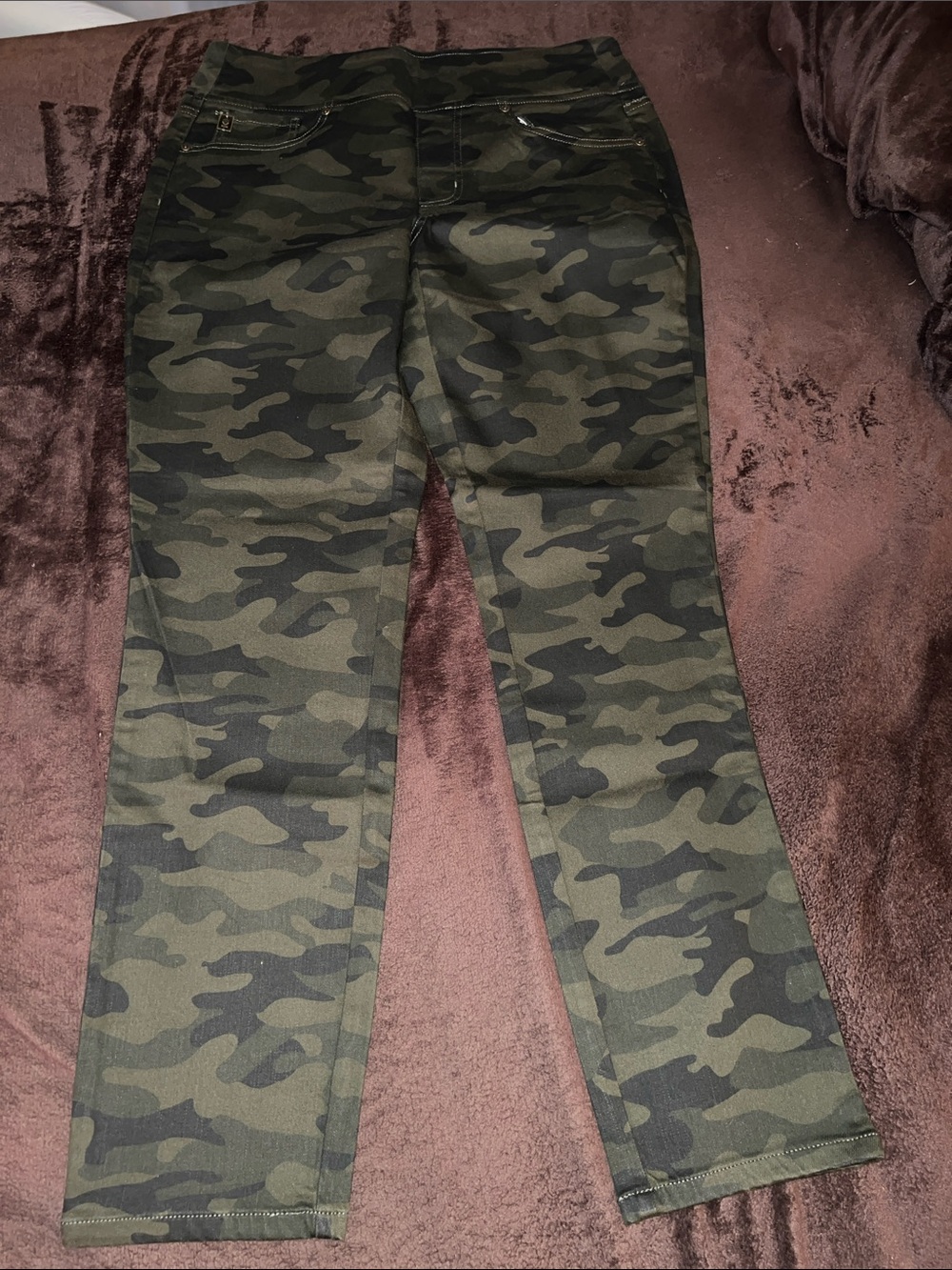 Belle by Kim Gravel Shades of Brown Camo Pull On Slim Jeans